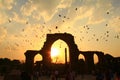 Beautiful sun set at Qutub Minar complex, Delhi, India