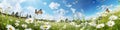 Beautiful sundrenched spring summer meadow Natural colorful panoramic 1690448048243 2 Royalty Free Stock Photo