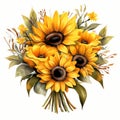 beautiful Sunflower bouquet clipart illustration