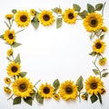 Beautiful Sunflower Charm Open White Background