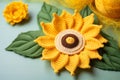 Beautiful Sunflower crochet knitting Sewing Illustration