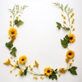 Beautiful Sunflower Frame Endless White Beauty