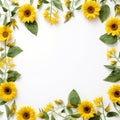 Beautiful Sunflower Frame Endless White Beauty