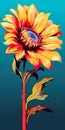 beautiful sunflower, isolated against a solid background color. The sunflower, with its vibrant yellow petals