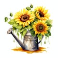 beautiful Sunflower with ladybug clipart illustration Royalty Free Stock Photo