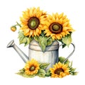 beautiful Sunflower with ladybug clipart illustration Royalty Free Stock Photo