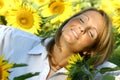 Beautiful Sunflower Woman Royalty Free Stock Photo