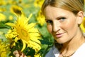 Beautiful Sunflower Woman Royalty Free Stock Photo