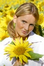 Beautiful Sunflower Woman Royalty Free Stock Photo