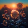 Beautiful Sunflowers in the Field. AI generated Illustration