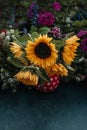 Beautiful sunflowers in the vase