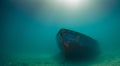 beautiful sunken ship in the depths of the sea