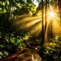 Beautiful sunlight in the forest Royalty Free Stock Photo