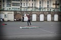 Skateboarder in sunset close to the Brighton pier