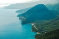 Beautiful sunny amazing aerial view of Turkish marine landscape Royalty Free Stock Photo