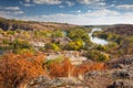 Beautiful Sunny Autumn Day - Panoramic view on the river, color Royalty Free Stock Photo