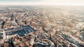 Beautiful sunny day in city,architecture and landmark of Madrid. Crowded center of capital of Spain.Aerial view of Plaza Mayor Royalty Free Stock Photo