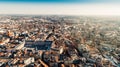 Beautiful sunny day in city,architecture and landmark of Madrid. Crowded center of capital of Spain.Aerial view of Plaza Mayor Royalty Free Stock Photo