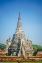 Beautiful sunny day without clouds in the Buddhist temple in Wat phra Ram Ayutthaya, Thailand Royalty Free Stock Photo