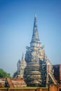 Beautiful sunny day without clouds in the Buddhist temple in Wat phra Ram Ayutthaya, Thailand Royalty Free Stock Photo
