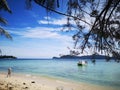 Beautiful sunny day during the day at the Tunku Abdul Rahman Park beach, Kota Kinabalu. Sabah, Malaysia. Borneo.