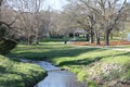 Sidewalk at the park and sunny spring day