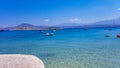 Beautiful sunny day at Marathi Bay in Chania, Crete, Greece with clear blue water