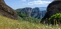 Beautiful landscape of Meteora at a spring sunny day