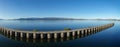 People Walking on Pedestrian Walkway Pier, Lake Nahuel Hapi Waterfront Royalty Free Stock Photo