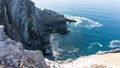 The rugged shoreline of Ireland with sharp rocks falling straight in to the sea