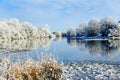 Beautiful sunny day in the winter on the river Royalty Free Stock Photo