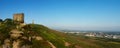 Carn brea hill covered in the afternoon sun