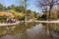 Beautiful sunny spring day in japanese garden in Budapest Royalty Free Stock Photo