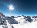 beautiful sunny star over the mountains, Solden Royalty Free Stock Photo