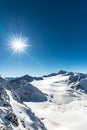 beautiful sunny star over the mountains, Solden