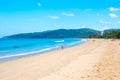 Beautiful sunny tropical beach with vacationing tourists. Travel and tourism. Phuket, Thailand
