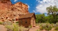 Beautiful sunny view of the Fruita Schoolhouse of Capitol Reef National Park Royalty Free Stock Photo