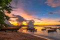 Beautiful sunrise above fishing boats on Rawai beach, Royalty Free Stock Photo