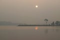 Beautiful sunrise above the lake at Vandri lake in Maharasthra India