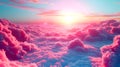 Beautiful sunrise above pink clouds.