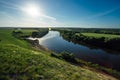 Beautiful sunrise above river Don and chalky hills, Voronezh region Royalty Free Stock Photo