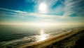 Beautiful sunrise from an aerial perspective over the shores of the east coast of Florida looking into the Atlantic Ocean Royalty Free Stock Photo