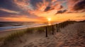 beautiful sunrise as seen from the sand dunes at the outer banks Royalty Free Stock Photo