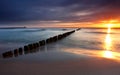 Beautiful sunrise at baltic beach in Poland Royalty Free Stock Photo