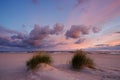 Sunrise on the Baltic Sea coast, sand dunes, beach, Kolobrzeg, Poland.