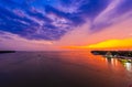 Beautiful sunrise at Bangtaboon Phetchaburi,Thailand Royalty Free Stock Photo