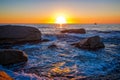 Beautiful sunrise in a bay with rocks in Costa Brava, Spain Royalty Free Stock Photo
