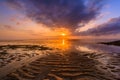 Beautiful sunrise on a beach in Bali Indonesia Royalty Free Stock Photo