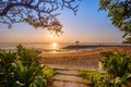 Beautiful sunrise on a beach in Bali Indonesia Royalty Free Stock Photo