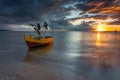 Beautiful sunrise on the beach of Baltic Sea in Sopot, Poland Royalty Free Stock Photo